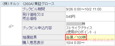 オルツ当選画像