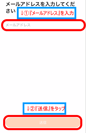 メールアドレスを入力して『送信』をタップ